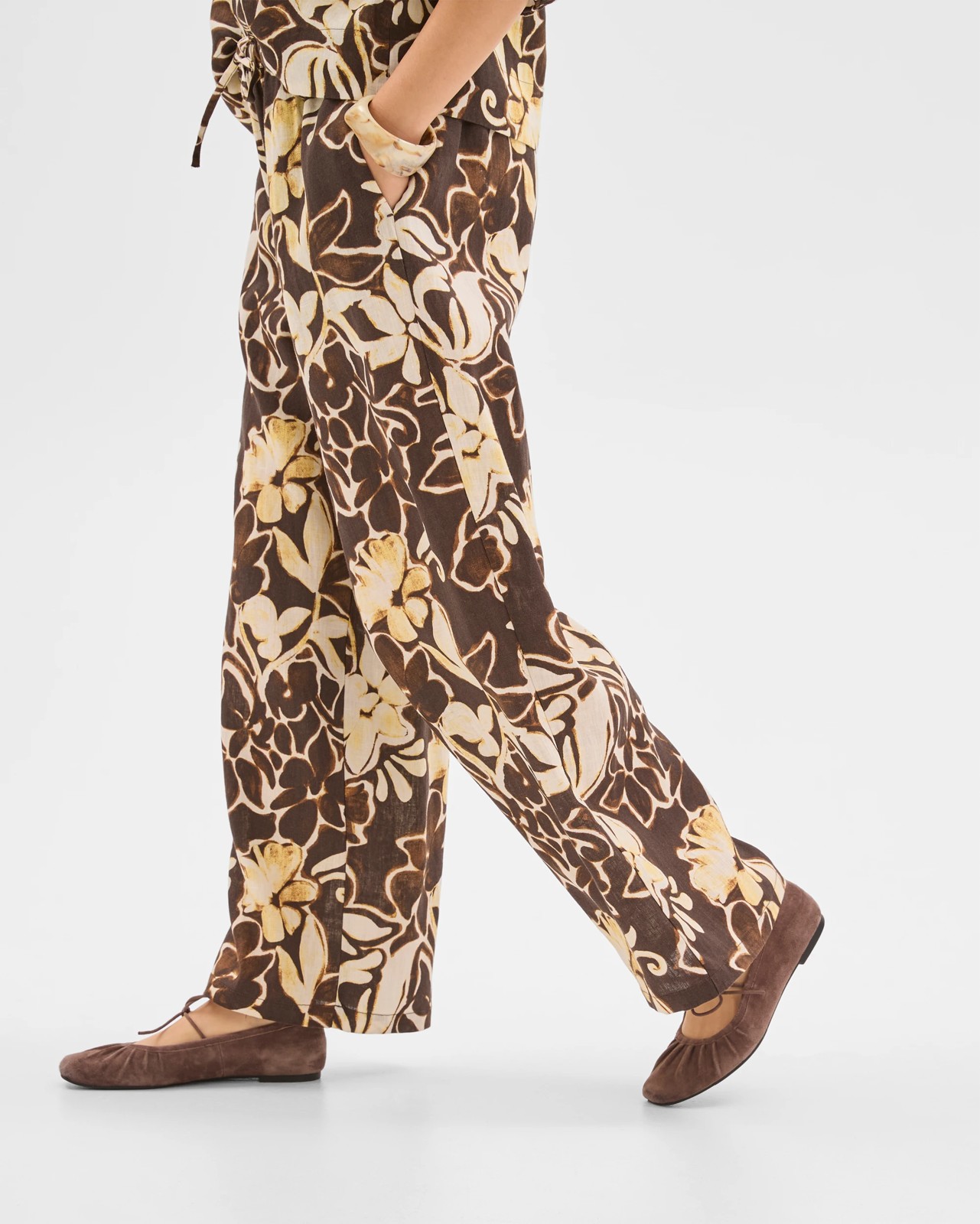 European Linen Wide Leg Pants - Scattered Floral 4 of 6
