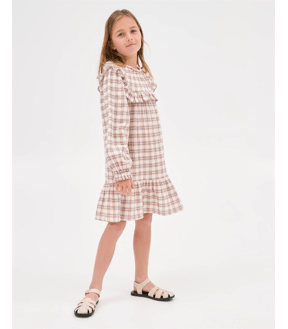 Woven Balloon Sleeve Dress