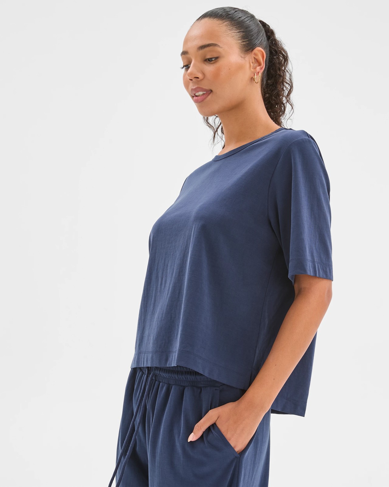 Relaxed Drape T-Shirt - Navy 3 of 6