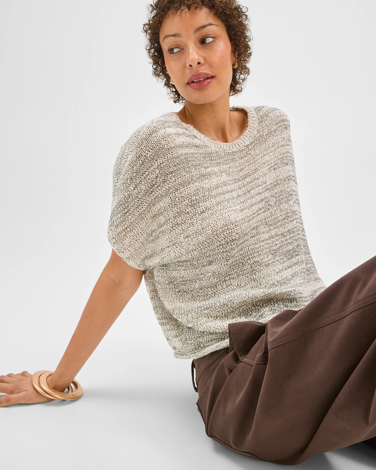 Australian Cotton Blend Tape Yarn Knit T-Shirt - Pale Oat 5 of 5
