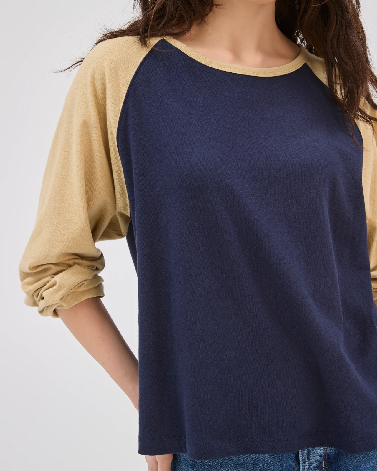 Lily Loves Australian Cotton Blend Raglan Long Sleeve T-Shirt - Navy Straw 5 of 6