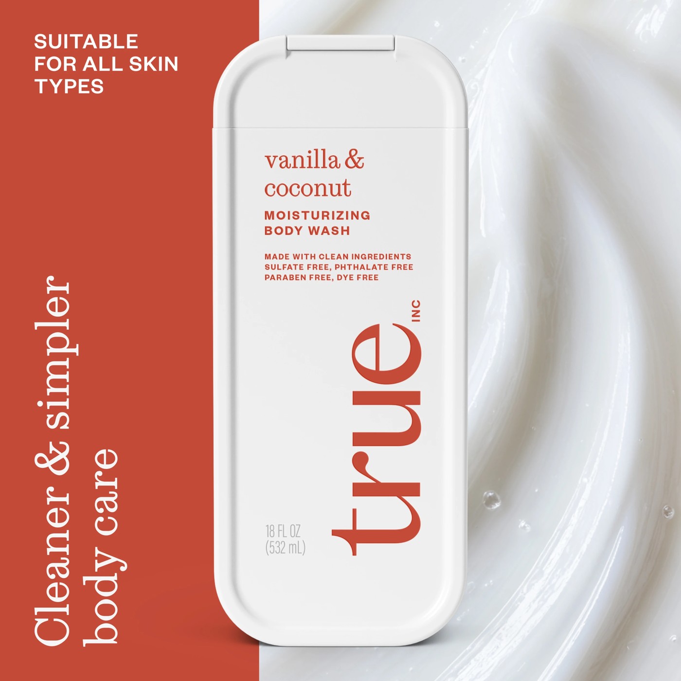 True Inc Moisturising Body Wash 532ml - Vanilla & Coconut 6 of 6