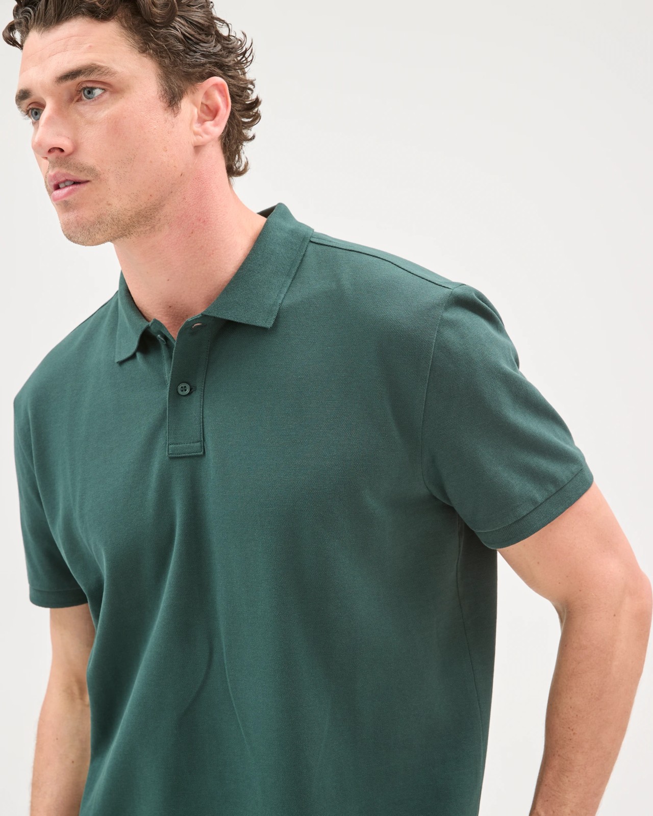 Australian Cotton Short Sleeve Polo Top - Hunter Green 4 of 6