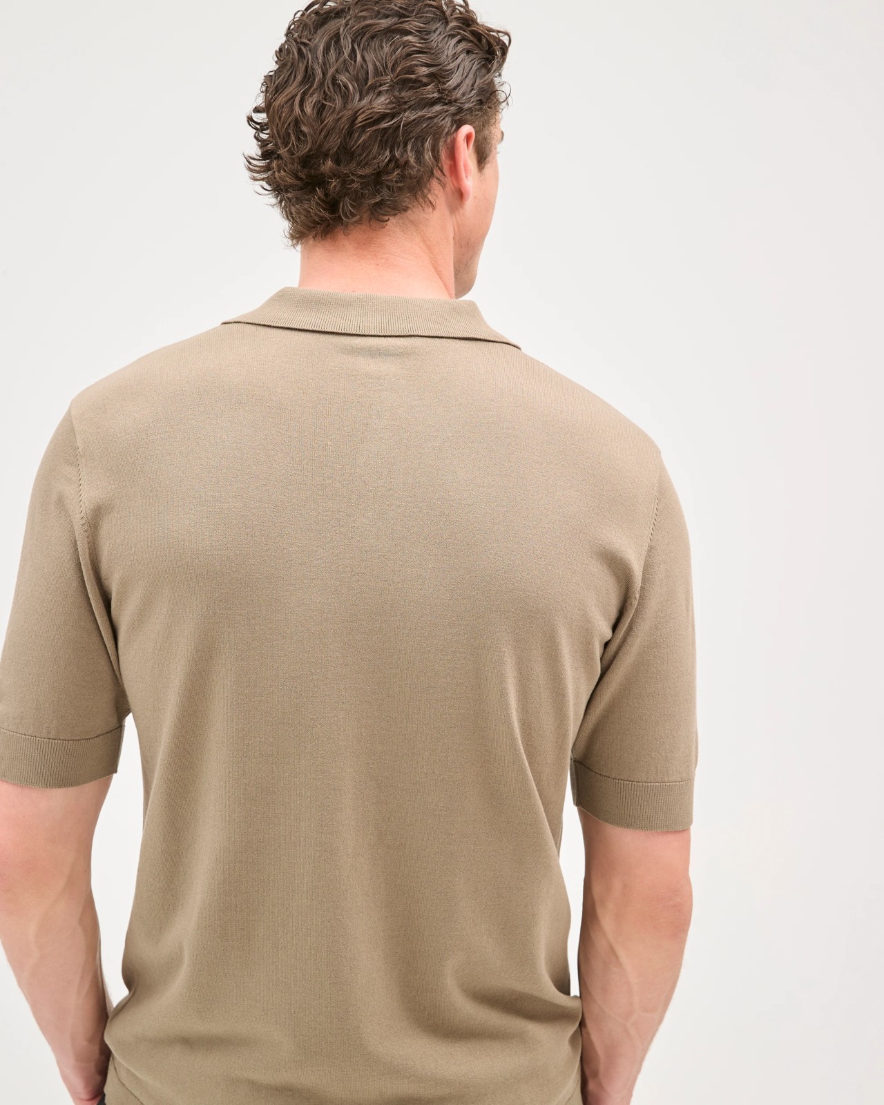 Preview Short Sleeve Knitwear Polo Top - Light Brown 6 of 6