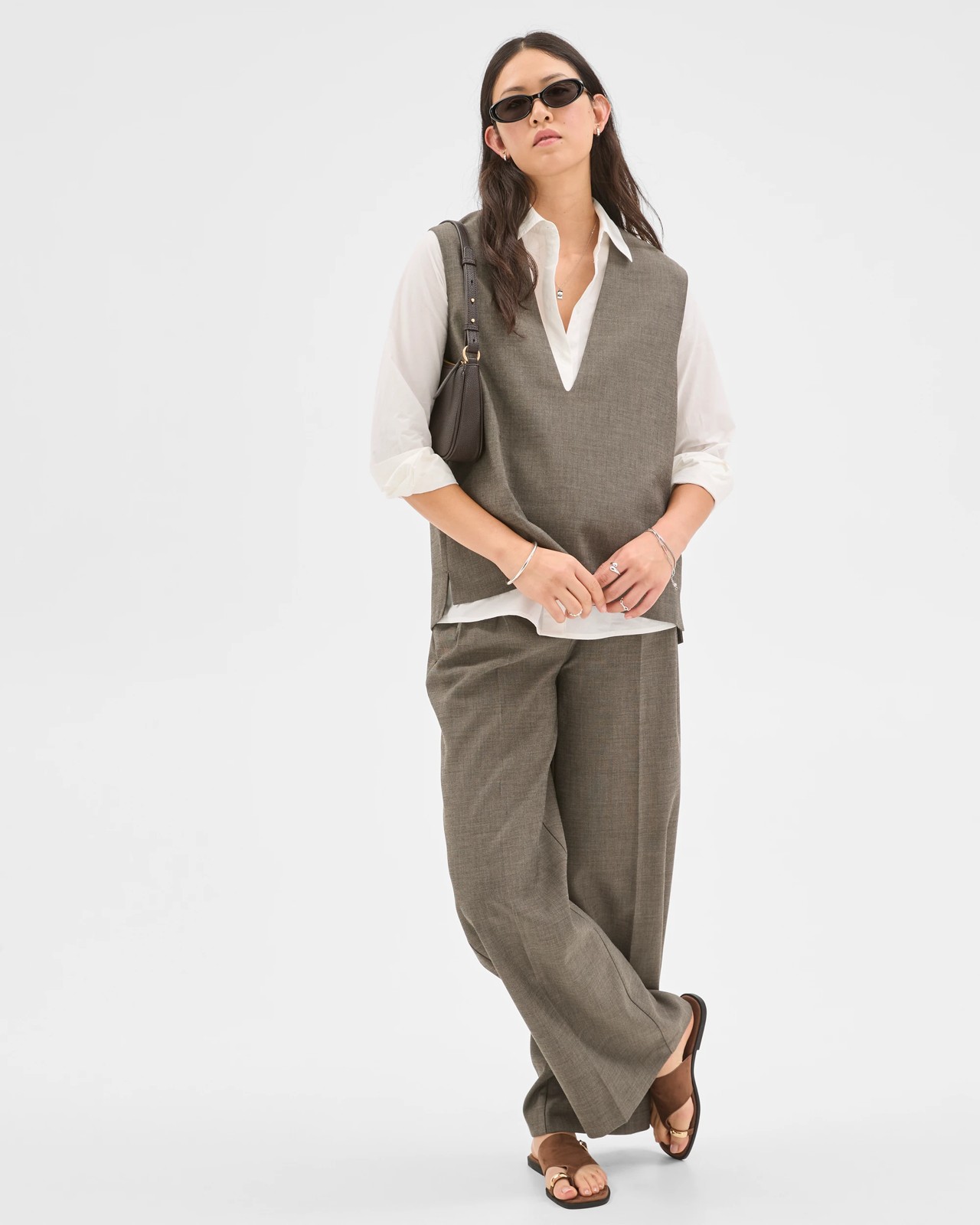 Preview Sleeveless Deep V-Neck Tailored Vest 2 of 6
