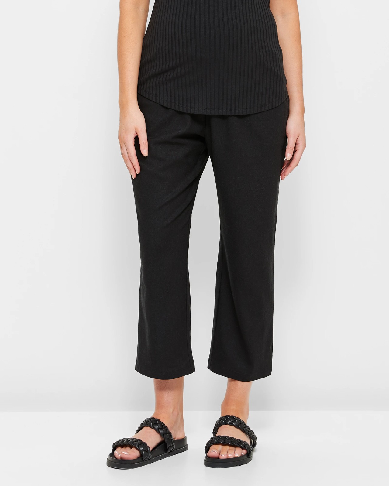 Maternity Linen Blend Shirred Waist Straight Pants | Target Australia