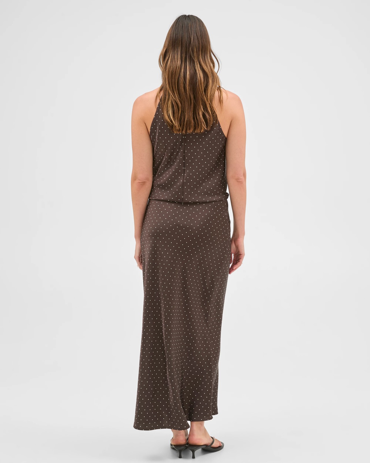 Preview Satin Bias Cut Midi Skirt  - Coffee Bean Spot 6 of 6