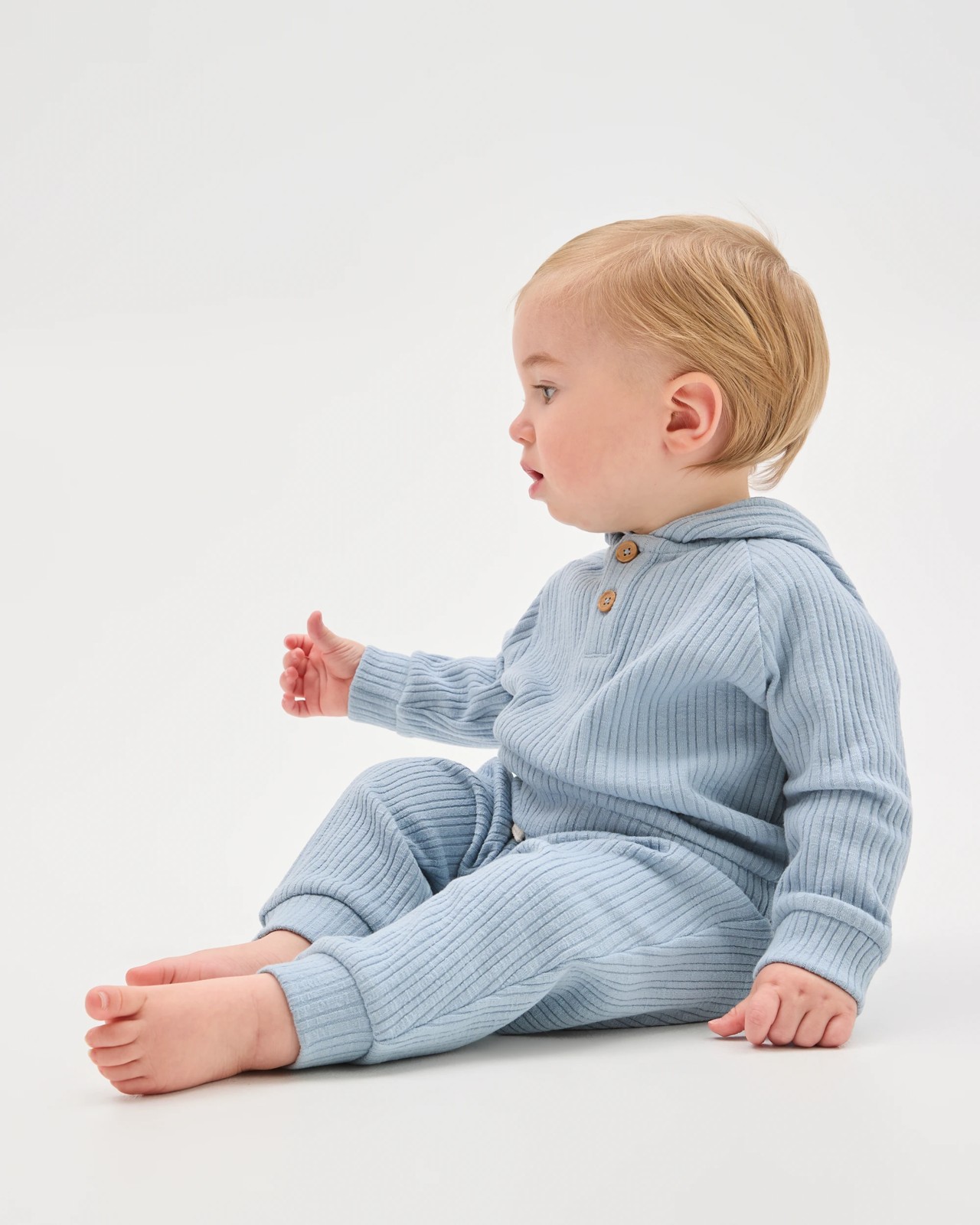 Baby Ribbed Hoodie and Pants Set - Blue 2 of 5