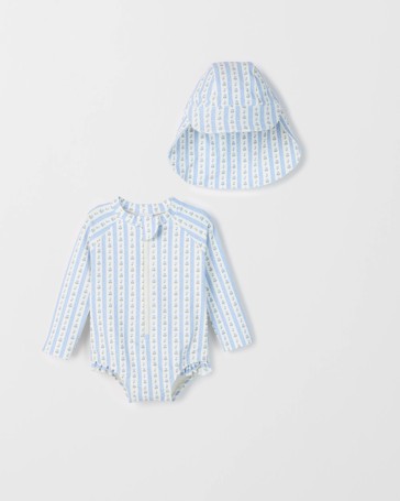 Baby Unitard and Hat 2 Piece Swim Set