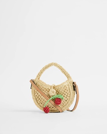 Paper Straw Half Moon Crossbody Bag