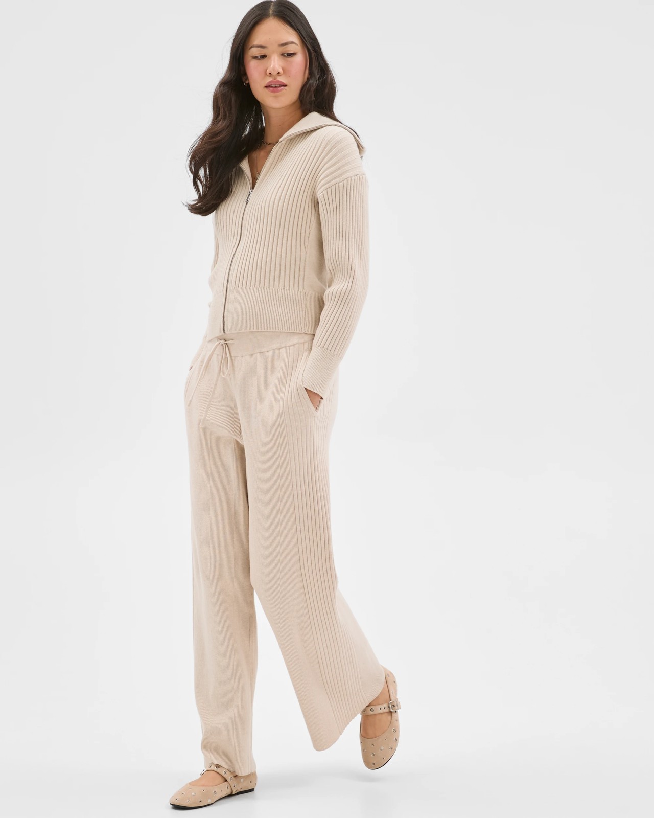 Clean Knit Rib Lounge Pants - Birch Marle 2 of 5