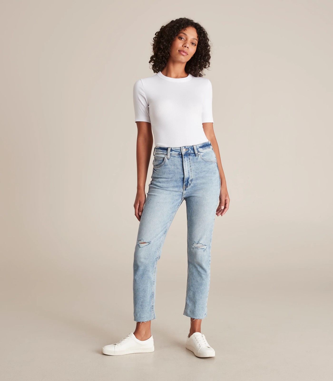 Alexa Straight Distressed High Rise Cropped Length Jeans | Target Australia