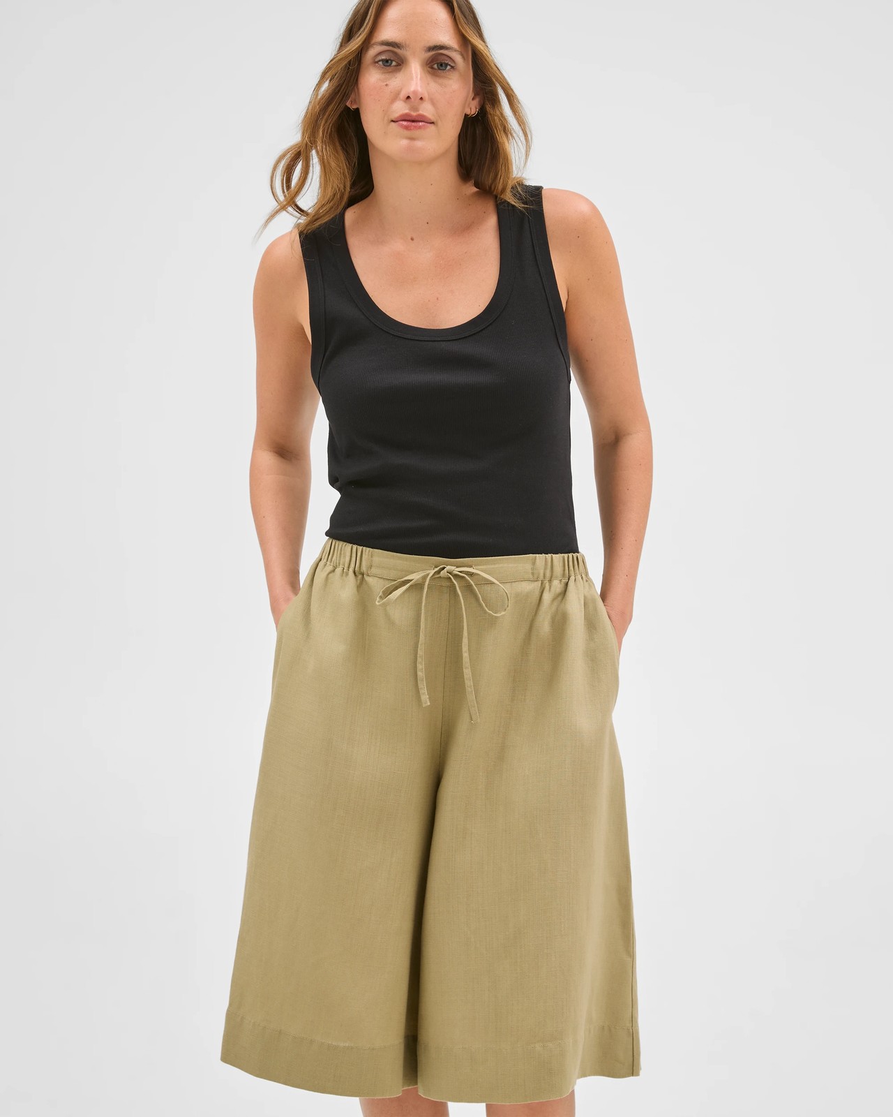 Cropped Culotte Pants - Crushed Leaf 4 of 5