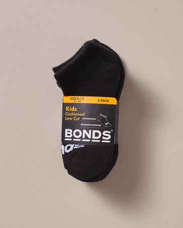 Bonds Kids Cushioned Low Cut 5 Pack Socks