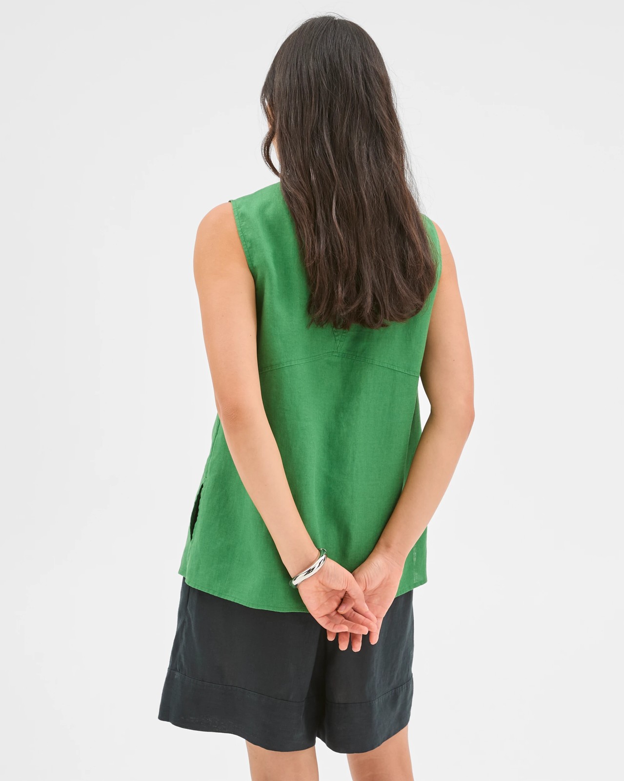 European Linen Sleeveless Tunic - Verdand Green 6 of 6