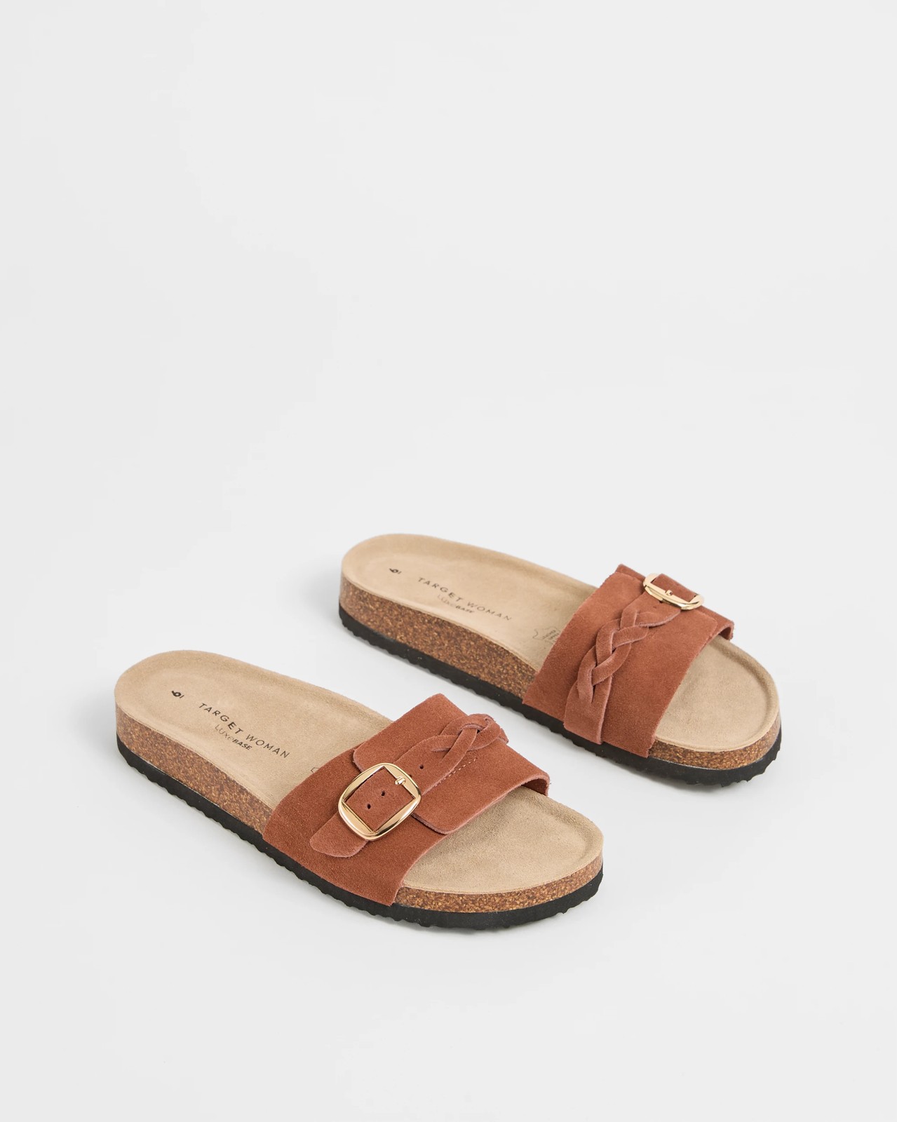 Sophie Genuine Suede Leather Braided Slides - Cinnabar 2 of 3