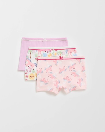 Maxx Cotton 3 Pack Younger Girls Hang Shorties