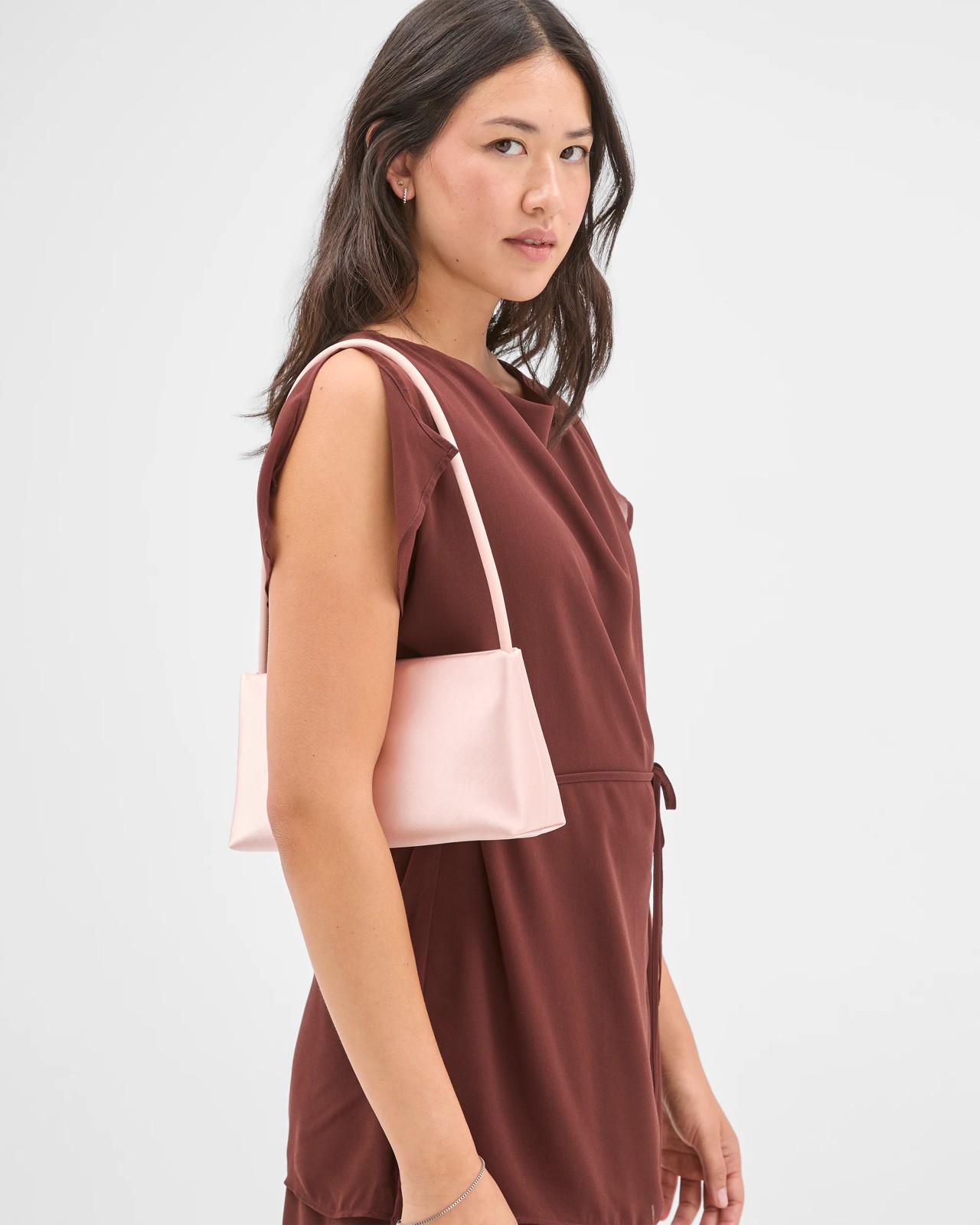 Preview Sheer Soft Drape Blouse - Dark Chocolate 3 of 6