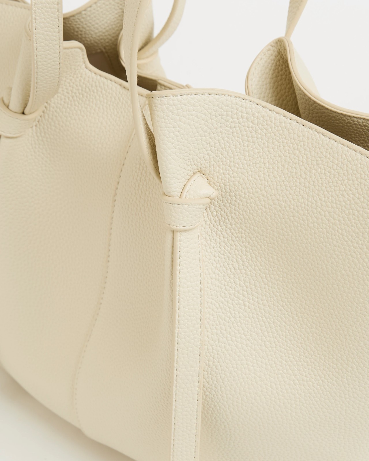 Knot Detail Pebble PU Tote Bag - Ecru 2 of 2