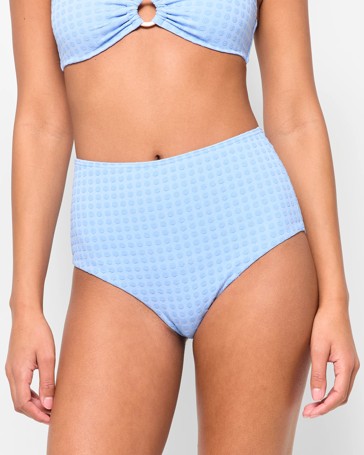 High Waisted Textured Spot Bikini Bottoms - Shape Your Body