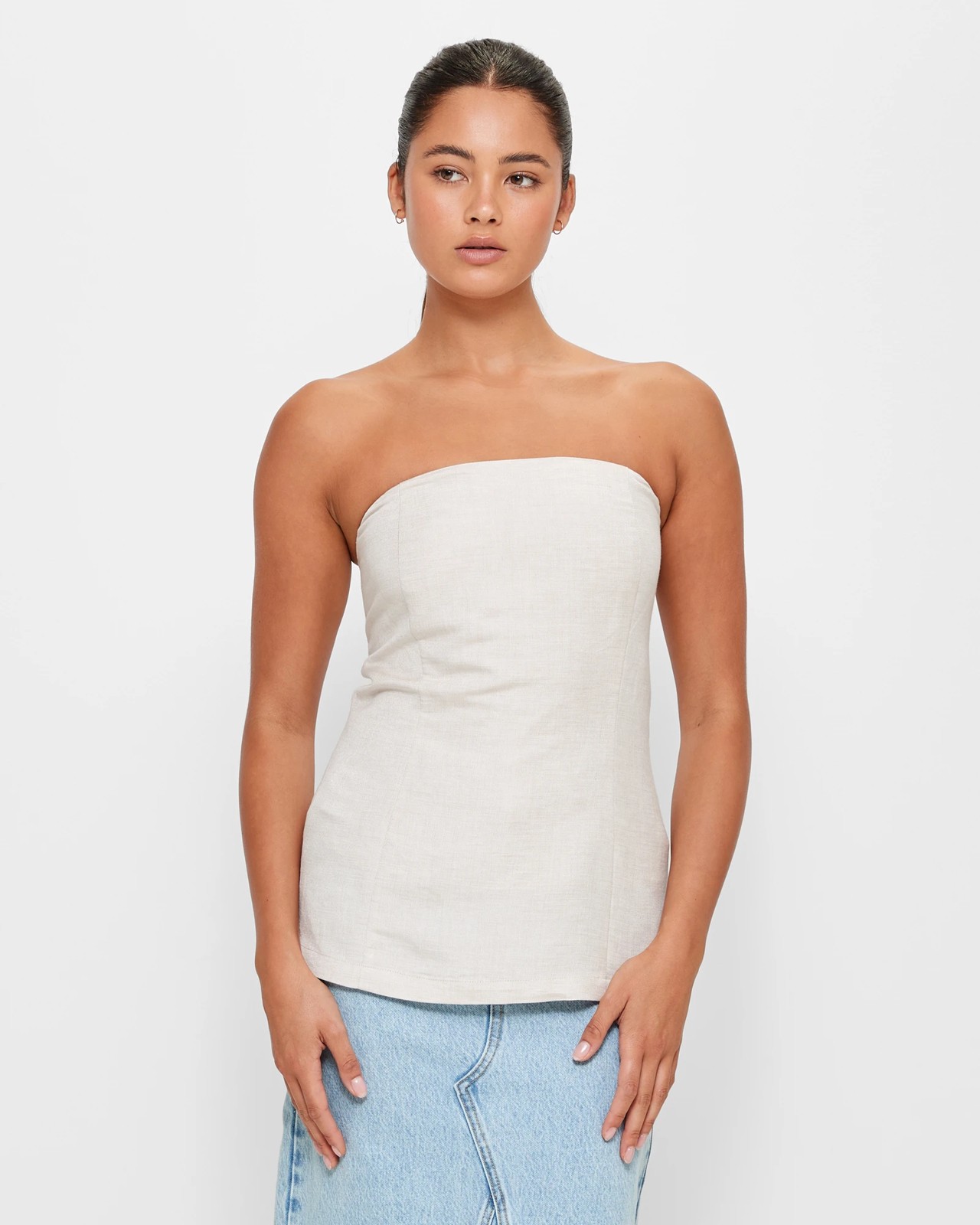 European Linen Blend Bandeau Corset Top - Lily Loves - Flax Cross