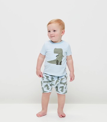 Baby Organic Cotton Striped Dinosaur Pyjama Set