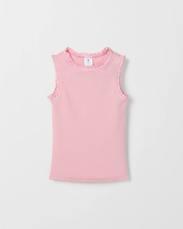 Australian Cotton Lace Trim Pointelle Tank Top