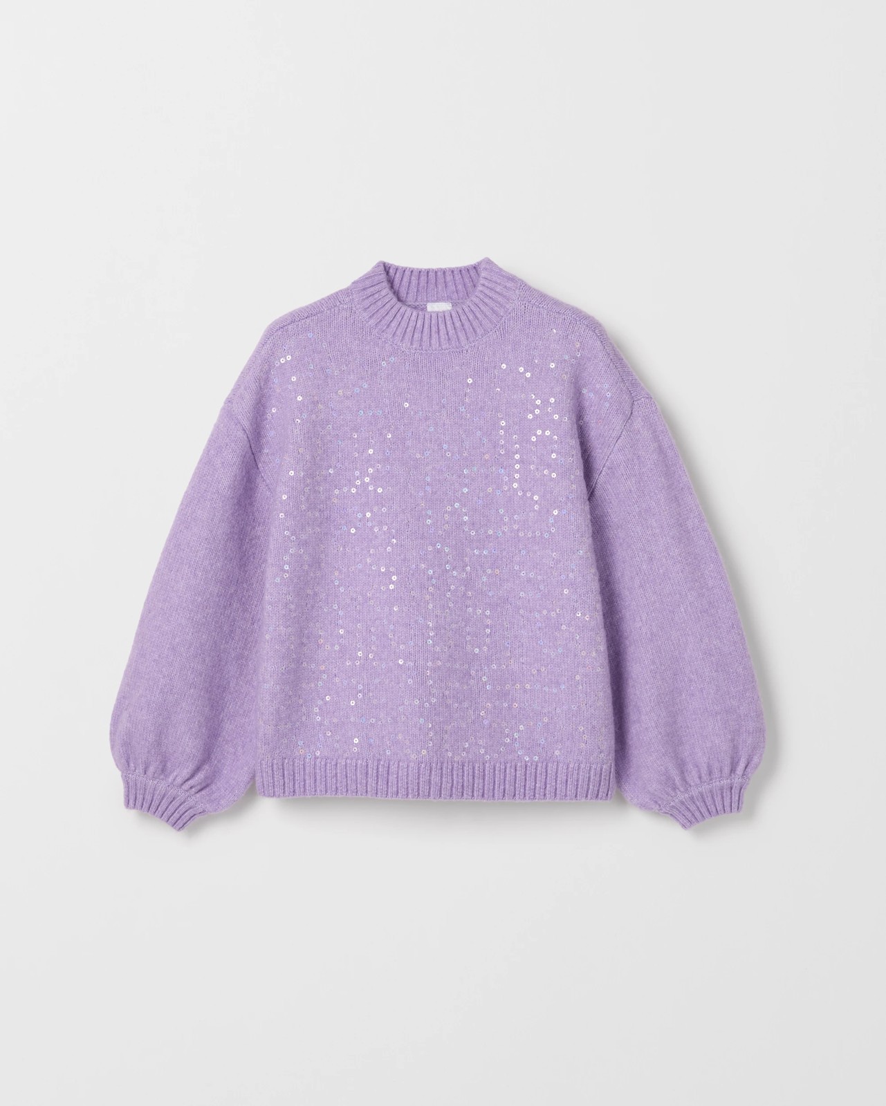Sequin Long Balloon Sleeve Knit Jumper - Purple 5 of 6