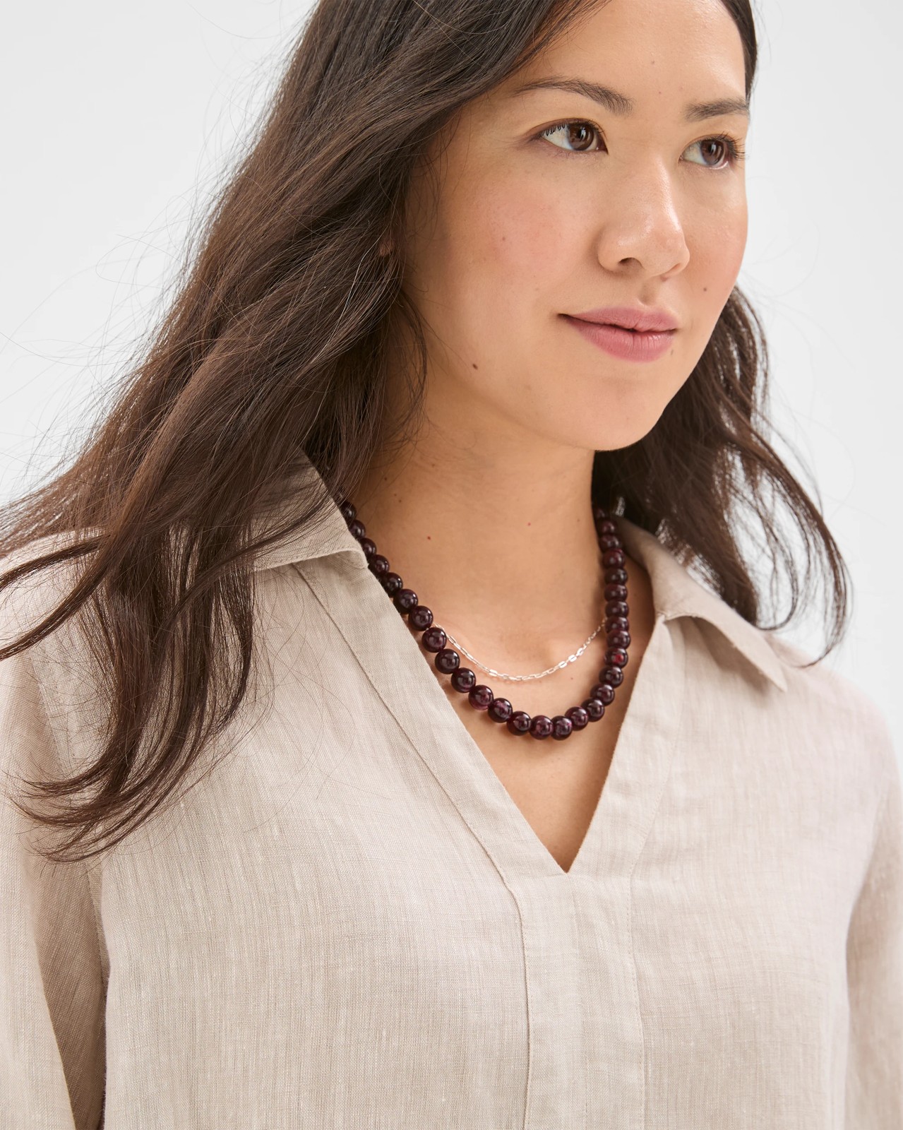 European Linen Long Sleeve Popover Top - Flax 5 of 6