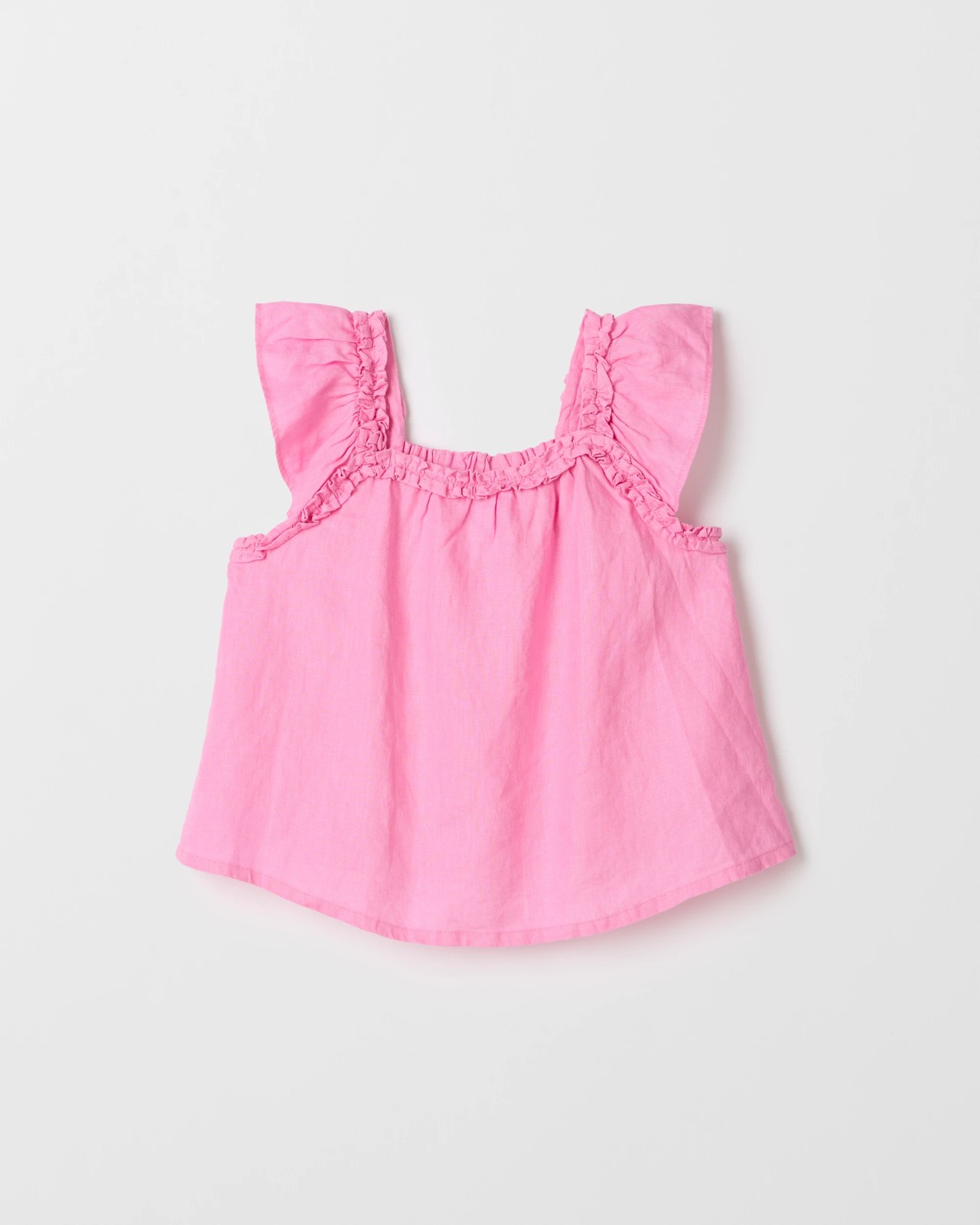 European Linen Flutter Sleeve Tank Top - Pink 5 of 6