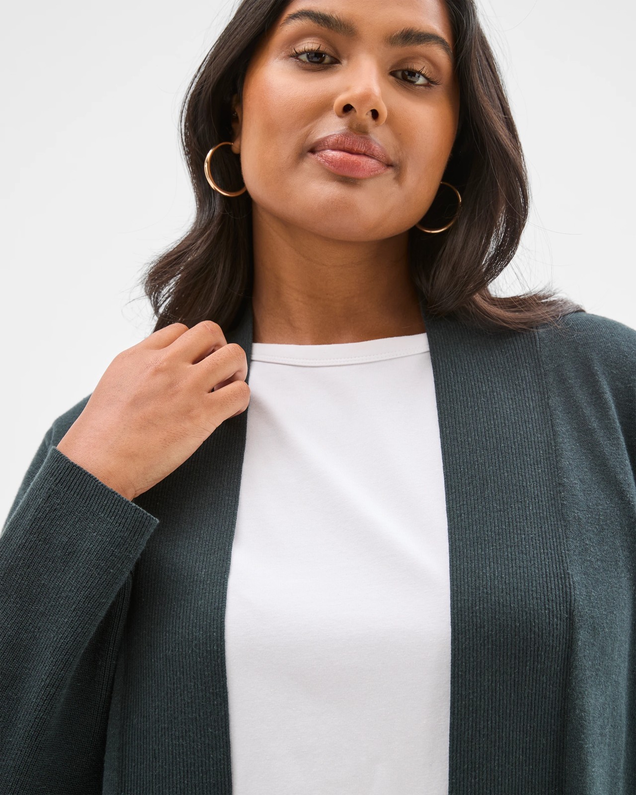 Plus Size Edge To Edge Rib Cardigan - Midnight Jade 4 of 5
