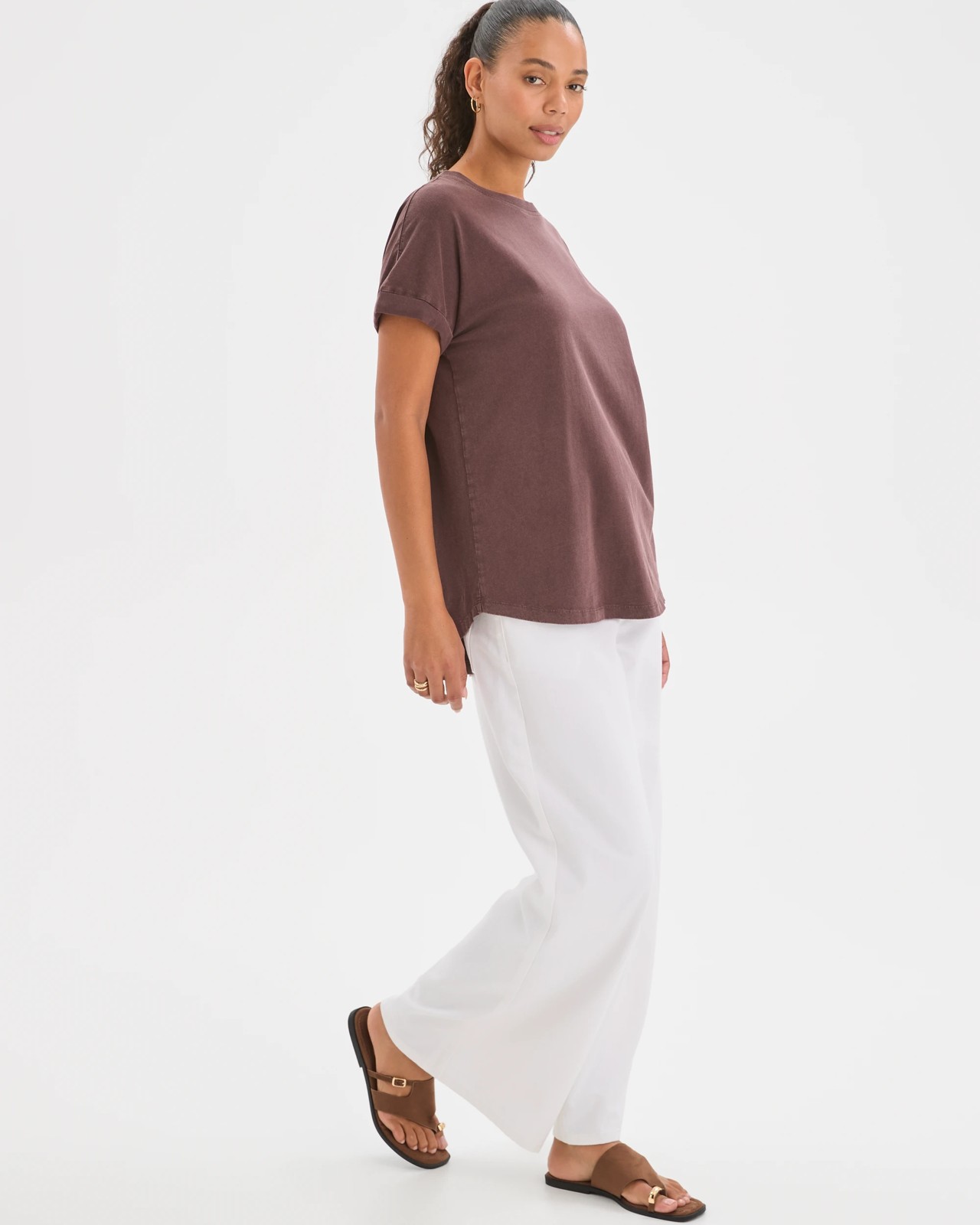 Australian Cotton Oversized Boxy T-Shirt - Chocolate Plum 4 of 6