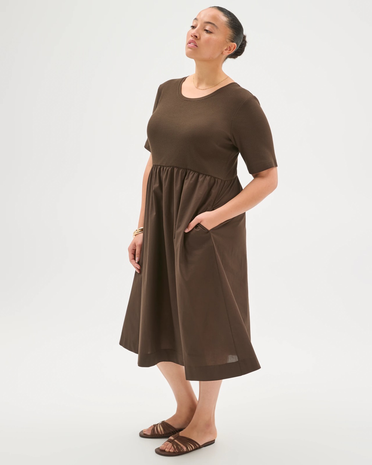 Plus Size Australian Cotton Short Sleeve Knit Woven Dress 2 of 5