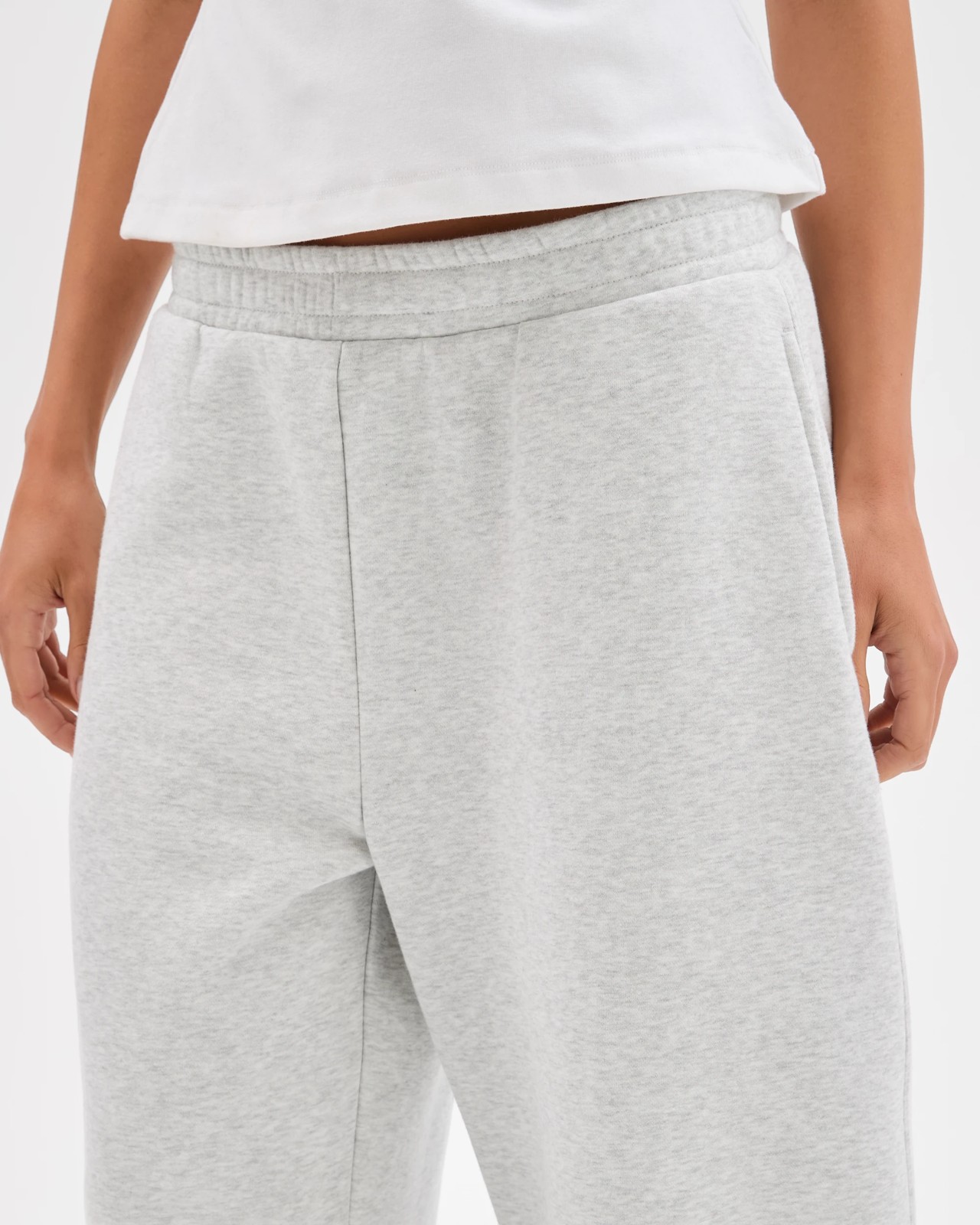 Lily Loves Australian Cotton Blend Bow Leg Trackpants - Silver Marle 5 of 5