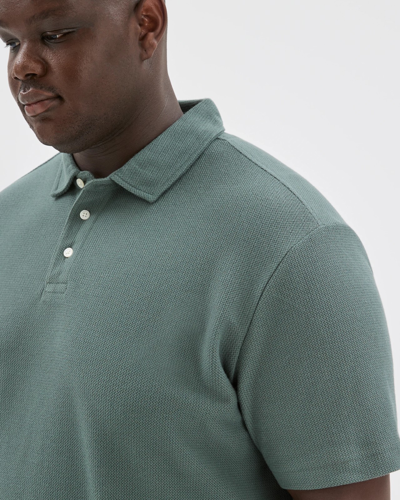 Plus Size Australian Cotton Textured Polo Top - Balsam Green 3 of 6