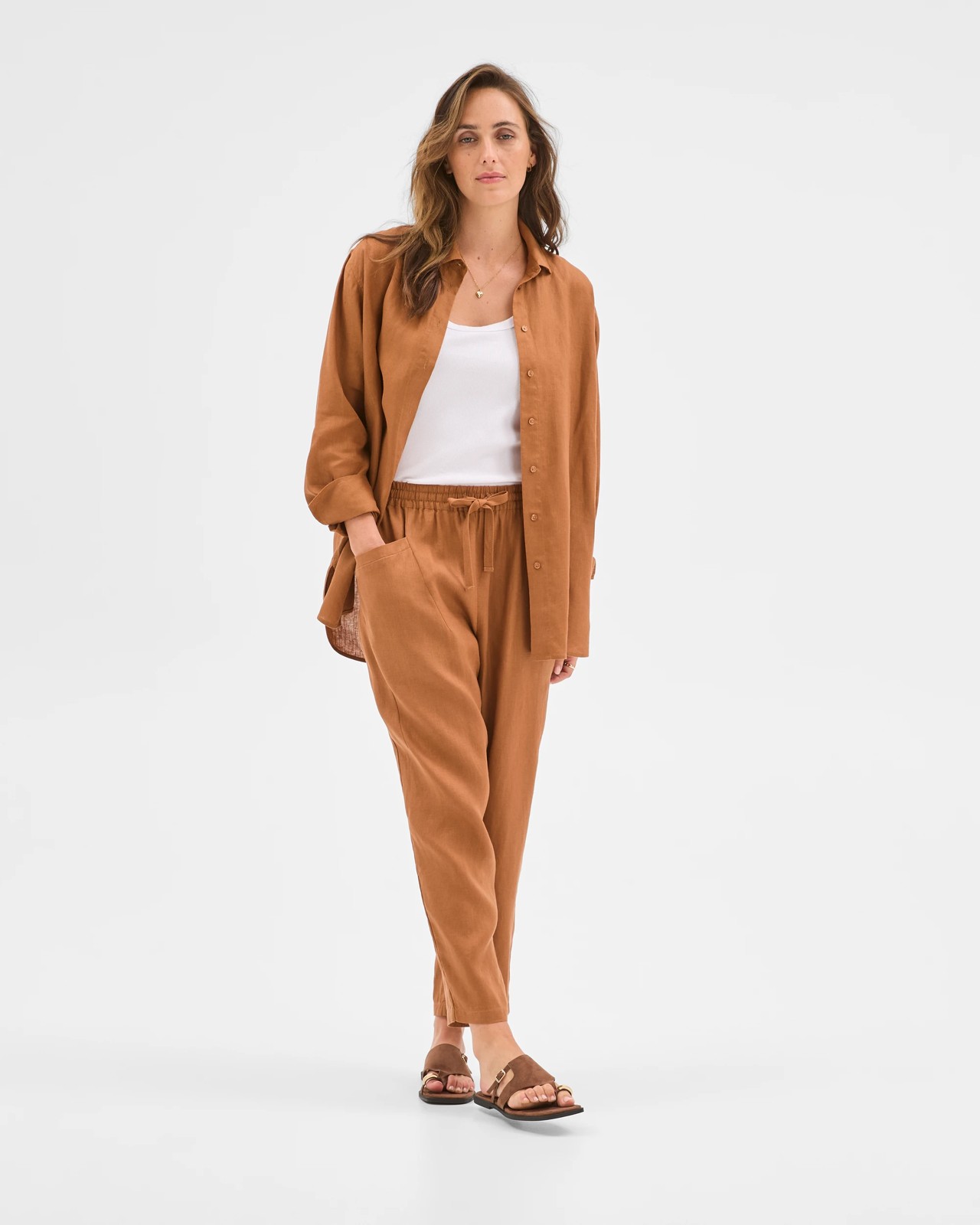 European Linen Tapered Pants - Butterscotch 2 of 5
