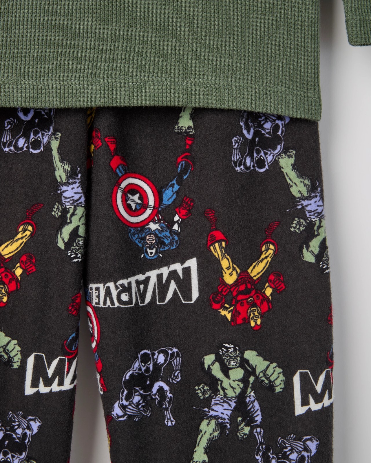 Marvel Australian Cotton Younger Boys Waffle/Flannel Pyjama Set - Marvel 2 of 3