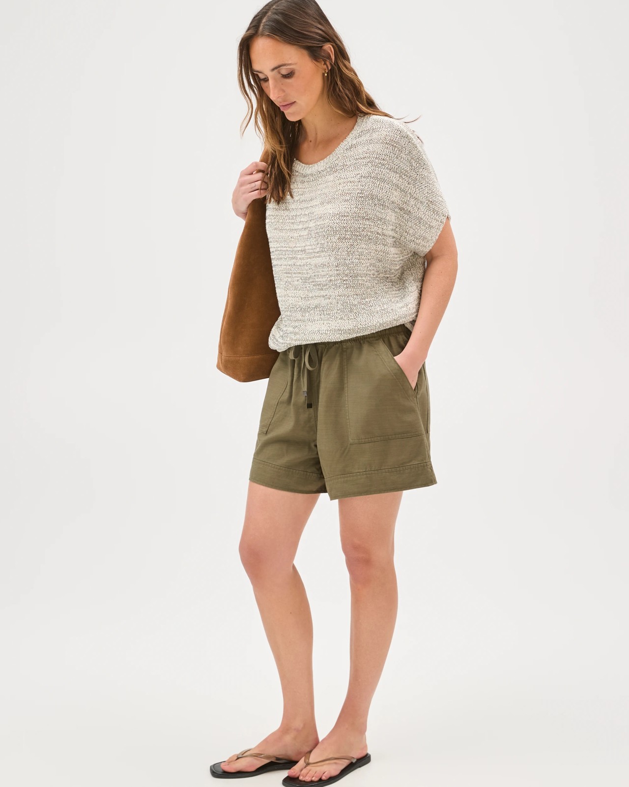 Slub Seam Detail Shorts - Dusty Moss 2 of 5