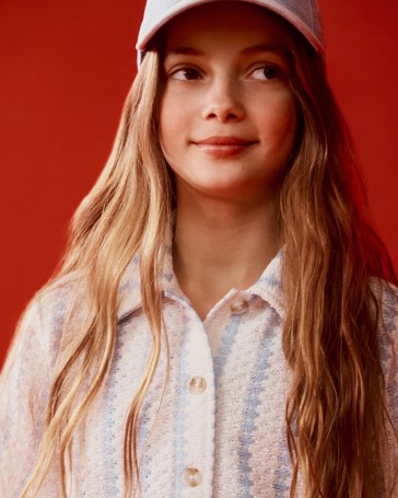 Button Through Knit Stripe Shirt