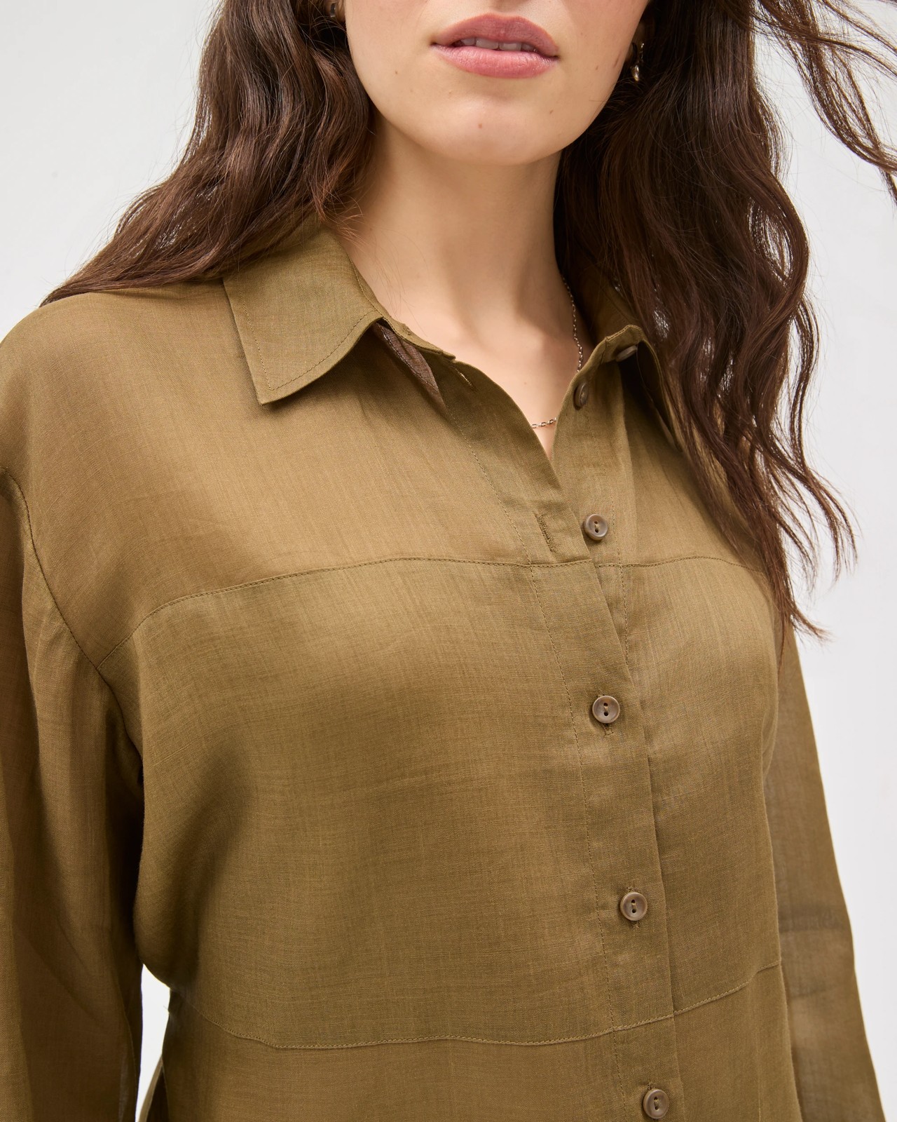 Lily Loves Sheer Shirt - Deep Moss 3 of 6