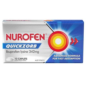 12 Pack Nurofen Quickzorb Ibuprofen Lysine 342mg Caplets product image