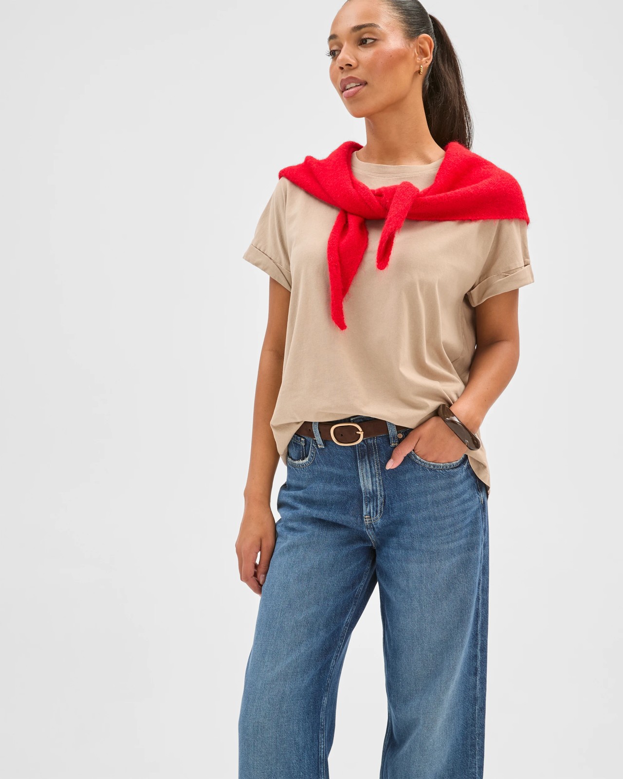 Australian Cotton Oversized Boxy T-Shirt - Soft Taupe 2 of 6