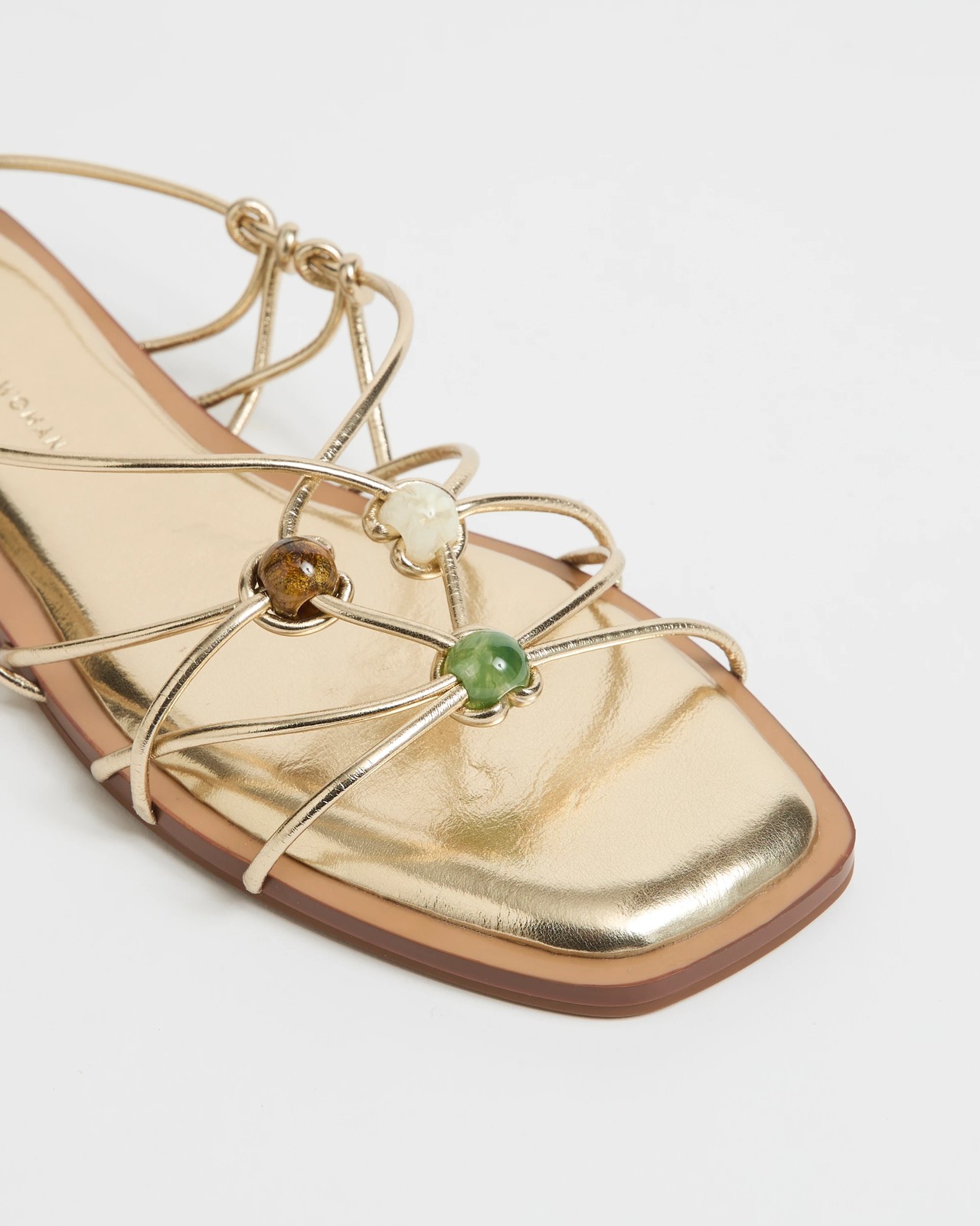 Sienna Strappy Beaded Flat Sandals - Gold 3 of 3