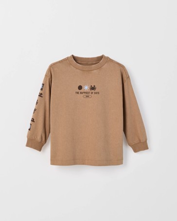 Australian Cotton Long Sleeve Washed Print T-Shirt