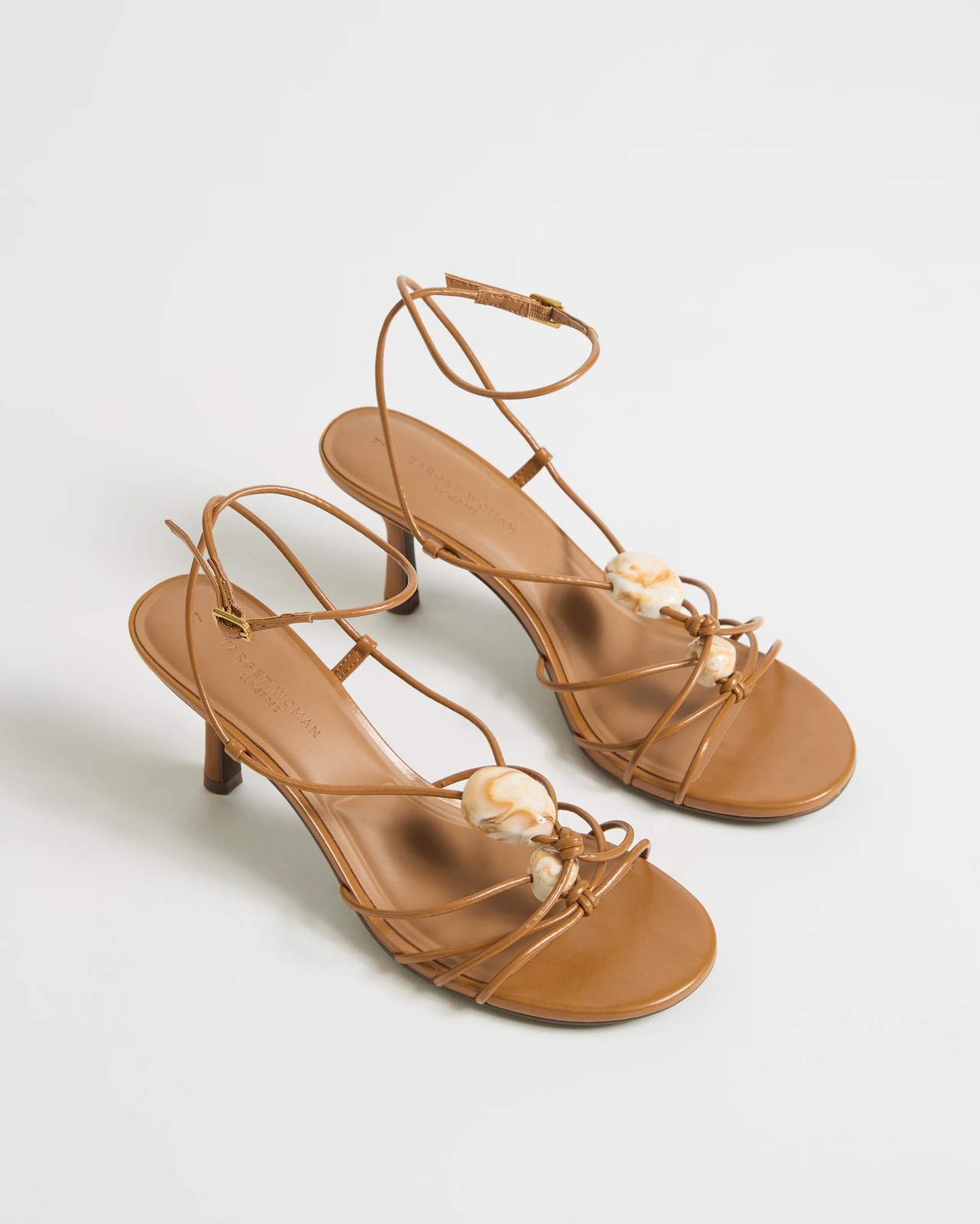 Paddi Strappy Beaded Heels - Tan 2 of 3