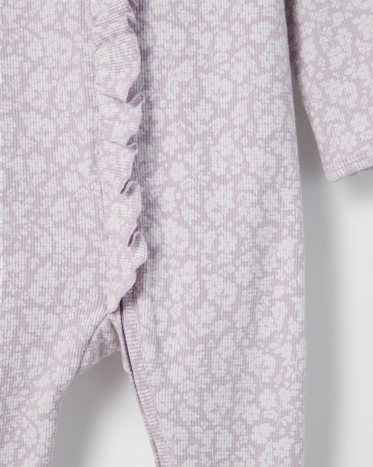 Baby Organic Cotton Waffle Frill Coverall - Floral Thistle 2 of 3