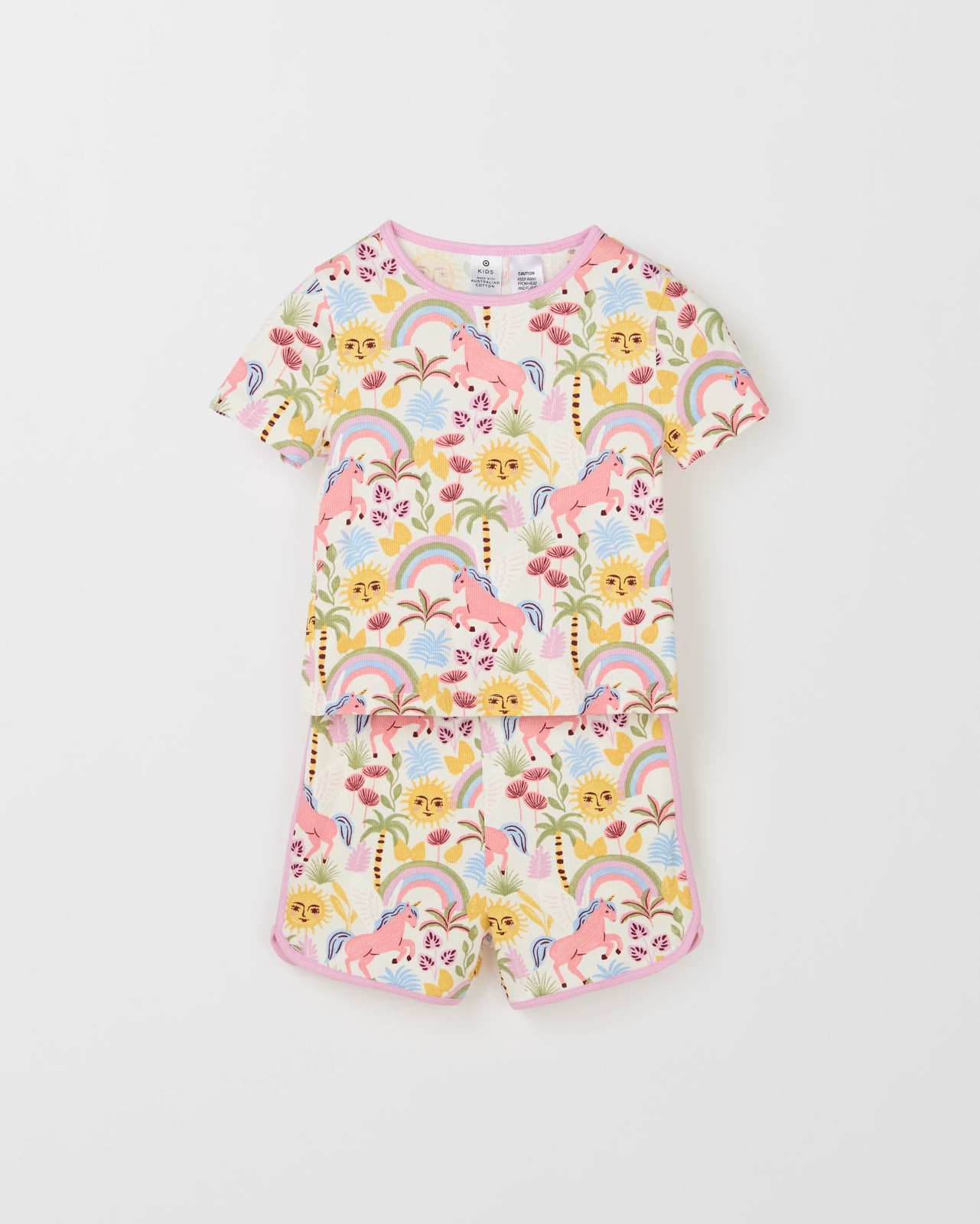 Australian Cotton Top and Dolphin Hem Shorts Pyjama Set - Unicorn 5 of 5