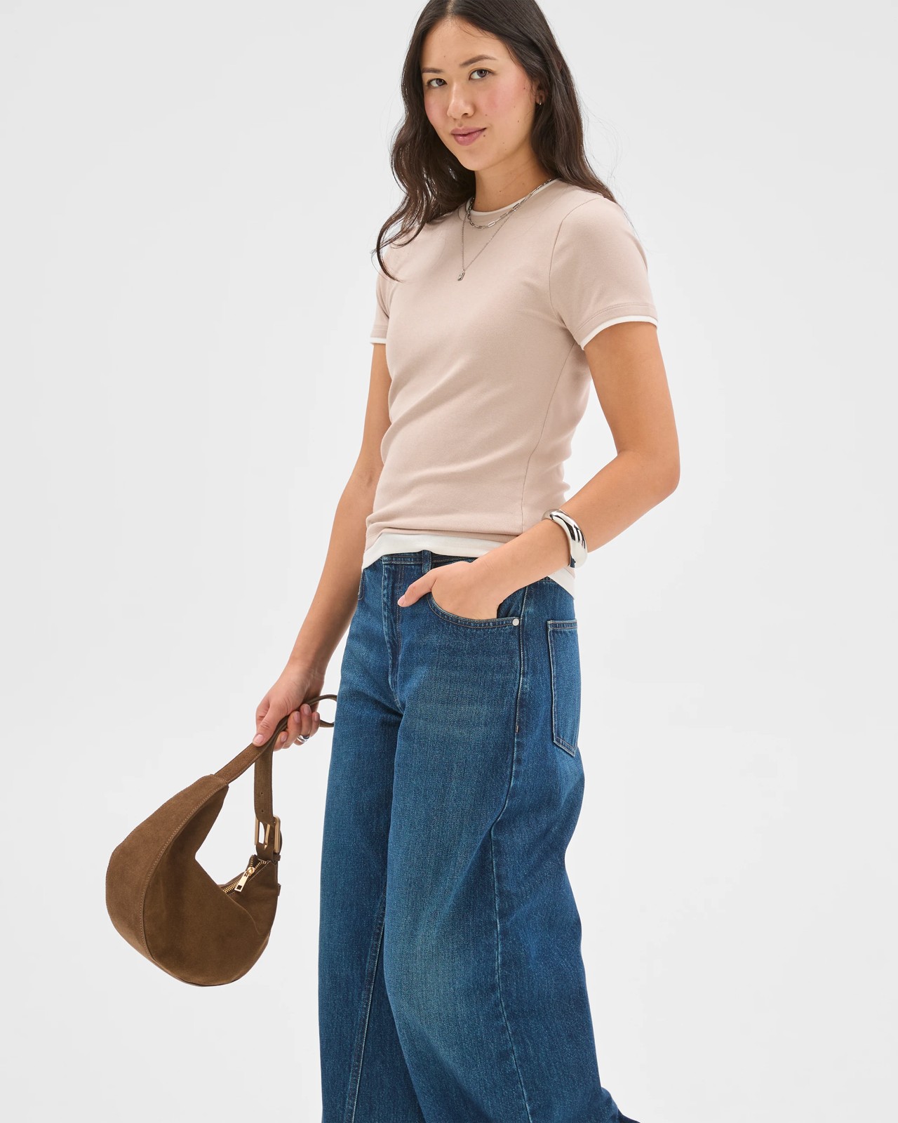 Soft Touch Double Layer Fitted T-Shirt - Dove/Cloud Dancer 2 of 5