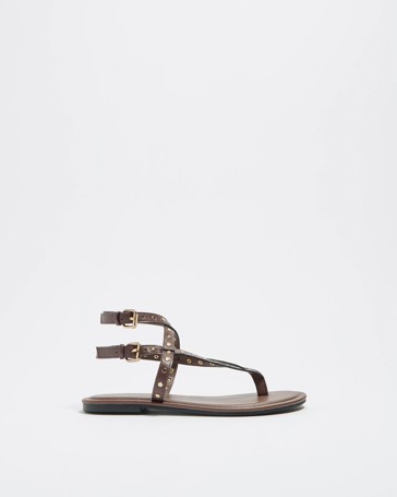 Womens Gladiator Studded Thongs - Zena