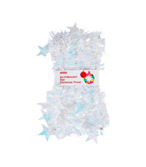6m Iridescent Star Christmas Tinsel - Anko
